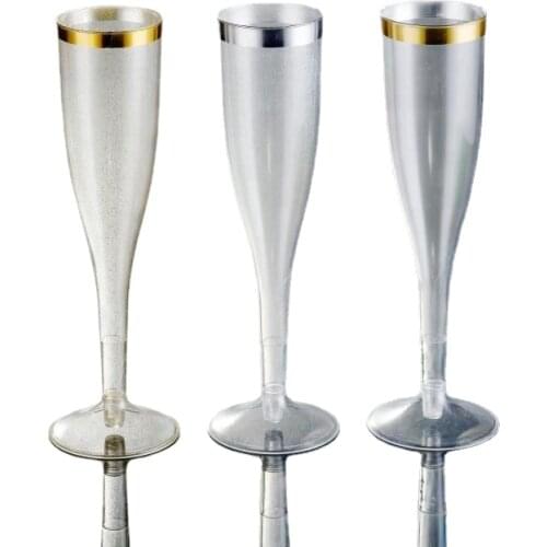 Long-stem wine cup/ glass toasting champagne flutes glasses /gold rim 6.5oz champagne flutes