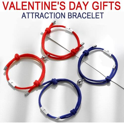 Valentines day gifts Sun Moon bracelet Charm Adjust size magnet Bracelet for Couples Red Rope bracelet jewelry2pcs/set