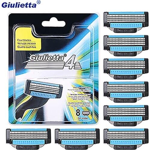 8pcs / lot Razor Blades 4 Blades Sharp Men Face Shaving Razor 4 Layers Replacement Manual Shaver Blade Tools Razor dfdf