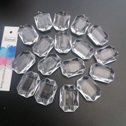 Camal 20pcs 25mm Acrylic Rectangle Faceted Drop Pendant Chandelier Curtain Wedding Party Lamp Lighting Christmas Hanging Parts