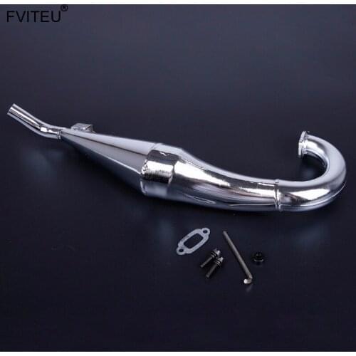 FVITEU chrome metal exhaust pipe side pipe interchangable for 1/5 hpi baja 5b ss rovan king motor
