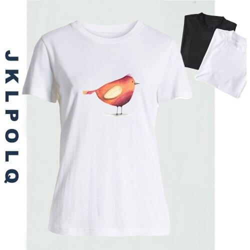 JKLPOLQ Summer Women T Shirt Female Short-Sleeve Funny Animal Print Clothes Aesthetic Cartoon 90s Vintage Tops