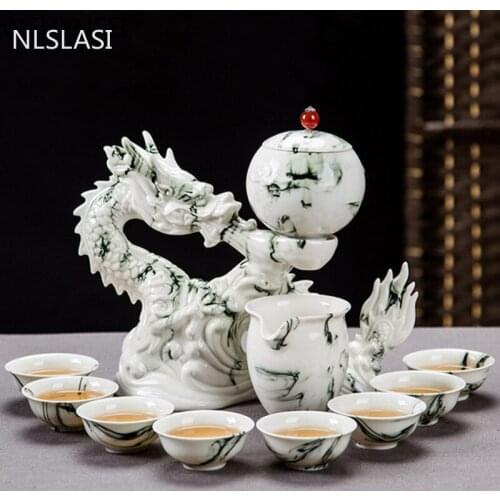 Chinese Upscale Automatic ceramics Tea Set Household porcelain Teaware Lazy Portable Strainer Cup wine set tea ceremony supplies