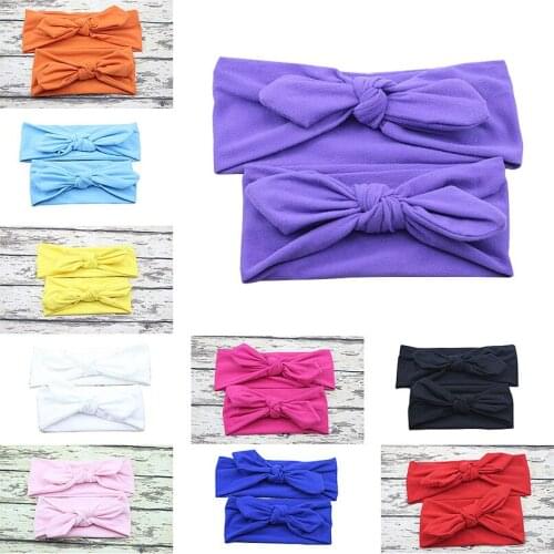 2pcs Set Parent-child Rabbit Ears Hair Accessories Headband Elastic Cotton Bow Knot Children Baby Girls Cute Headband Play Mats
