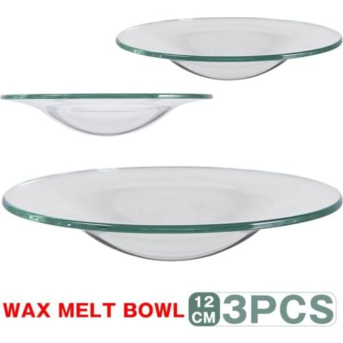 3pcs Round Clear Glass Dish Wax Melt Bowl Plate Replacement Oil Burner Bowl 12cm Candle Making Wax Heating Kits For Home