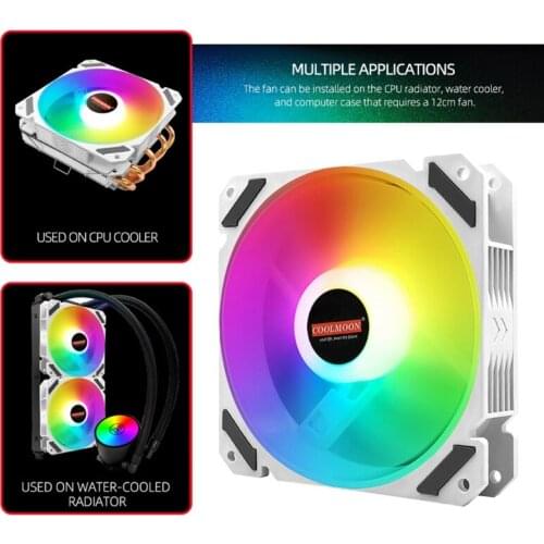 Coolmoon 120mm PWM ARGB PC Case Fan Quiet 4 Pin RGB Cooling Fan for CPU Computer M2EC