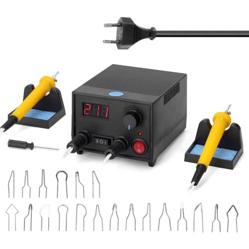 Multifunctional Pyrography Machine Digital Electric Gourd Wooden Pyrography Machine with 20pcs Heating Pen Heads Soldering Iron