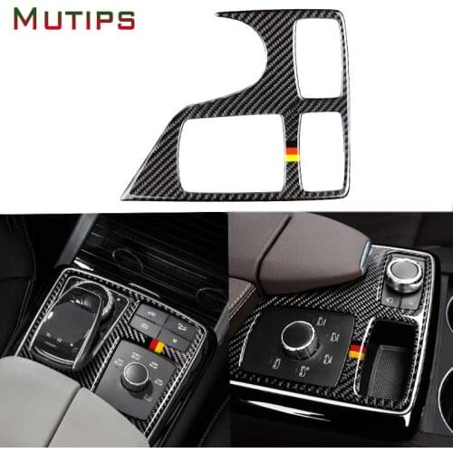 Mutips Carbon Fiber Central Control Armrest Box Multimedia Plane Stickers LHD Covers Car Styling For Mercedes GLE GLS M Class