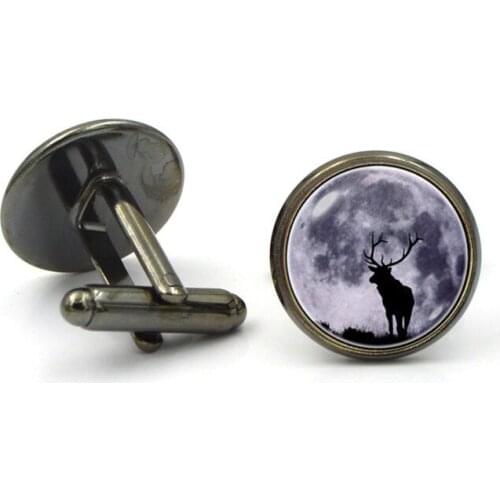 XK-5HXK0284 French Suits Cufflinks with Reindeer Pattern Retro Men Shirts Sleeve Nails Male Cuff Link for Collection