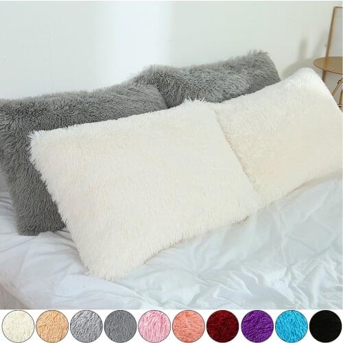 Soft Faux Fur Fleece Cushion Cover 50x70cm Solid Colour Velvet Shaggy Throw Pillow Cases Bed Sofa Plush Pillow Cover Home Decor