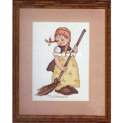 Top Quality Cute Lovely Counted Cross Stitch Kit Little Sweeper girl sweep the ground floor Cleaning