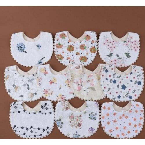 Baby Bib Girls Cute Princess Embroidery Floral Bibs Bandana Saliva Towel Newborn Cotton Feeding Decoration Flower Scarf