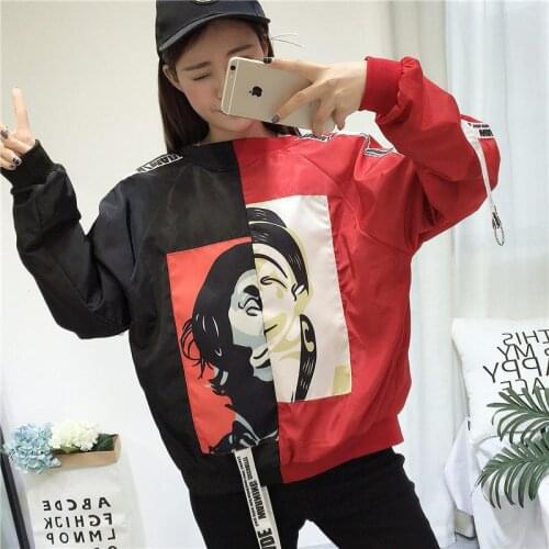 New Womens Basic Jacket Fashion Streetwear Zip Short Coat Female Patchwork Ribbons Windbreaker Outwear Women