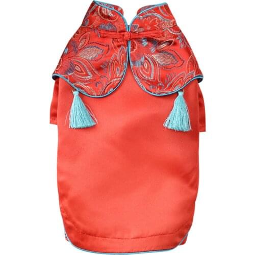 Halloween Dog Clothes Dress Chinese Wedding Dog Clothes Dress Embroidered Tassel Cozy Pet Cat Shirt Princess Small Dog Outfit