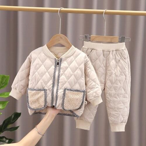 0-4 years old autumn and winter baby clothes girls cotton clothes boys cardigan thick coat two-piece childrens warm outing coat