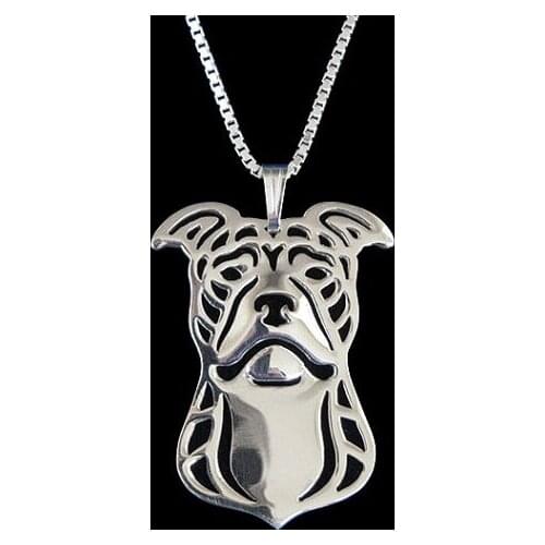 Pit Bull Terrier(natural ears)- Gold and silver pendant and necklace jewelry Simple abstract animal
