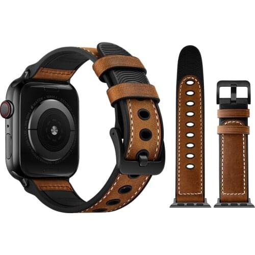 Band for apple watch 5/4/3/2/1 Genuine Leather&silicone strap for apple watch band 44mm 42mm 40mm 38mm iwatch bracelet 44 mm