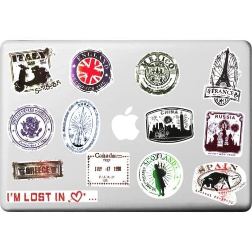 Retro World Trave Stamp PVC Waterproof Notebook Suitcase Luggage On Laptop Stickers For Macbook Pro Skateboard DIY Toys Sticker