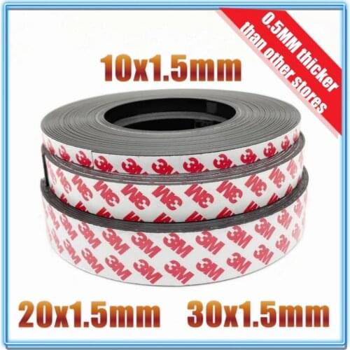 1Meter/lot Rubber Magnet 10*1 20*1 30*1 mm self Adhesive Flexible Magnetic Strip Rubber Magnet Tape width 10mm/20mm/30mm
