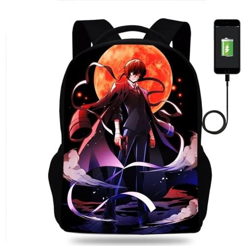 Anime Bungou Stray Dogs Backpack Boys Girls Teenager School Bags Student Knapsack Men Women USB Charging Rucksack Travel Bags