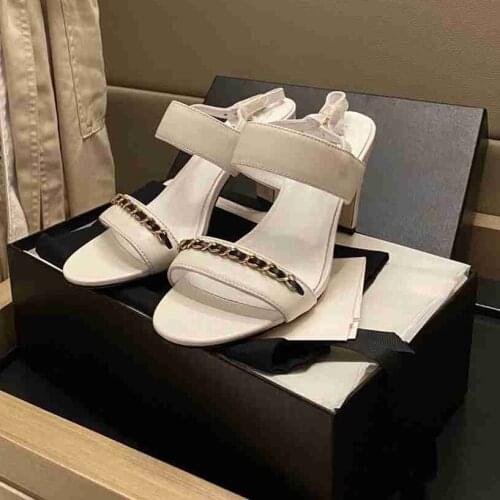 High Heels Sandals Women Chains Tacones Sandalias Mujer Narrow Band Talon Femme Casual Sexy Pumps Ladies Denim Summer Shoes