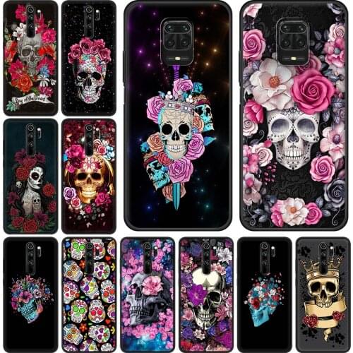 Flower Skull Silicone Phone Case For Redmi Note 9S 8 2021 9 Pro Max 7 8T 9T 8A 10 5G 9A 9C 9i Full Shell Cover Coque