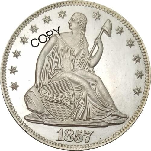 United States Liberty Seated Half Dollars No Motto Above Eagle 1857 O Brass Plated Silver Copy Coin