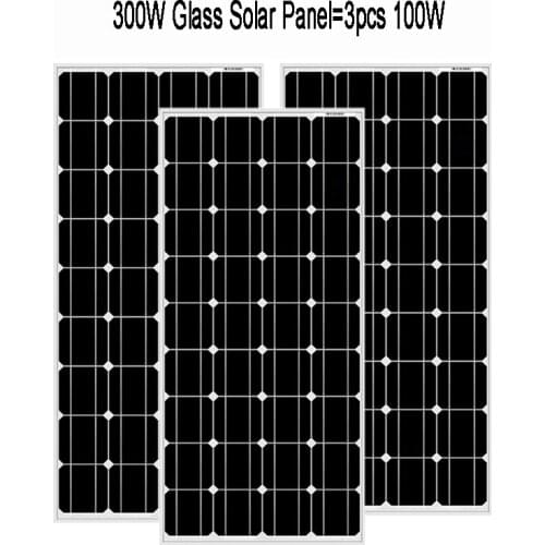 Aluminum Frame Glass 300W 200W 100W Solar Panels, 36pcs Solar Cell 3.3W/cell 12V 24V Battery Charge Solar Home System