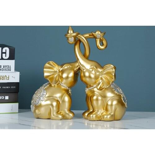 Nordic modern light luxury household ornaments fortune hunting elephant figurine living room wine cabinet decoration EA38