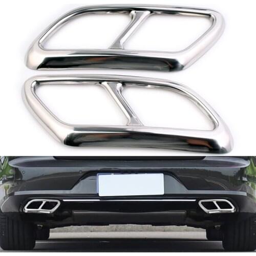 Car styling 2pcs Silver Car Exhaust Muffler Pipe Cover Trims Stainless Steel Exterior Parts For Volvo S90 V90 2016 2017 2018