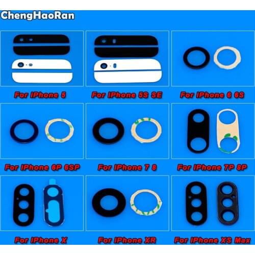 ChengHaoRan Rear Back Camera Glass Lens For iPhone 8 7 6s 6 plus 5 5S SE X XR XS Max Camera Lens Cover with Sticker