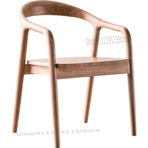 Solid Wood Dining Chair Household Sumette Chair Nordic Simple Back Armrest Study Negotiation Dining Room Study Chair