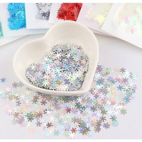 Ultrathin Sequins Paillettes PET 5mm Mini Snowflake Shape Loose Laser Sequin For Nails Arts Crafts Manicure Wedding Confetti 8g