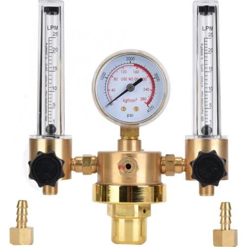 Dual Tube Argon Regulator Flowmeter Gas Pressure Reducer G5/8 CGA580 for Welding WX-562-5