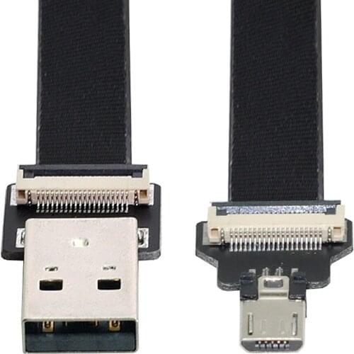 Xiwai USB 2.0 Type-A Male to Micro USB 5Pin Male Data Flat Slim FPC Cable for FPV & Disk & Phone