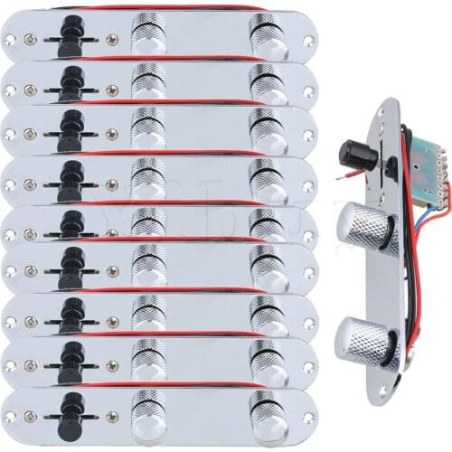 Yibuy Chrome 3 Way Assembly Loaded Prewires Switch Knob Plate for Guitar Pack of 10