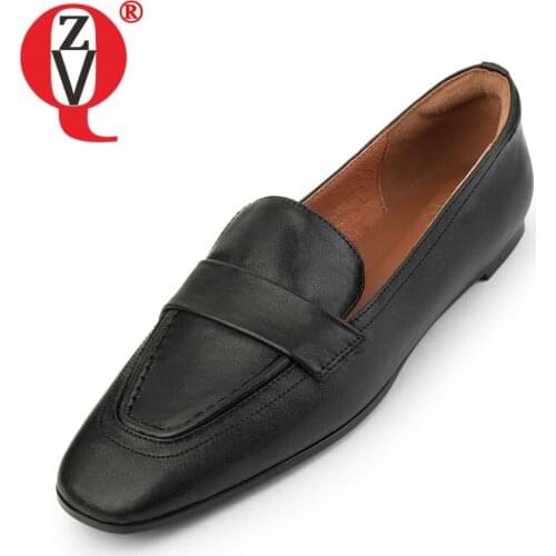 ZVQ Women Four seasons New Style Leisure Shoes Concise Comfortable Flat bottom Square Toe Solid color Mature soft office lady