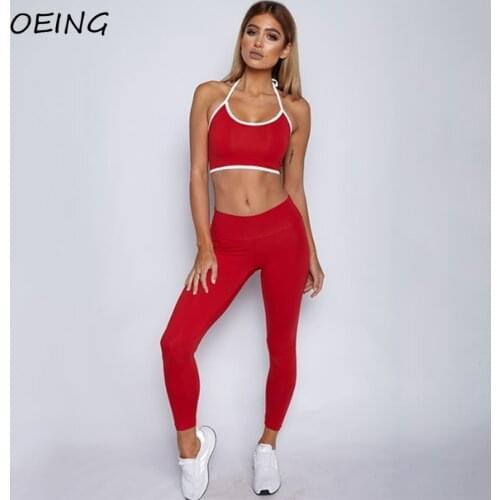 Plus Size Two Piece Workout Set Women Yoga Gym Tights Stretchy Open Back Bra and Seamless Leggings Sets