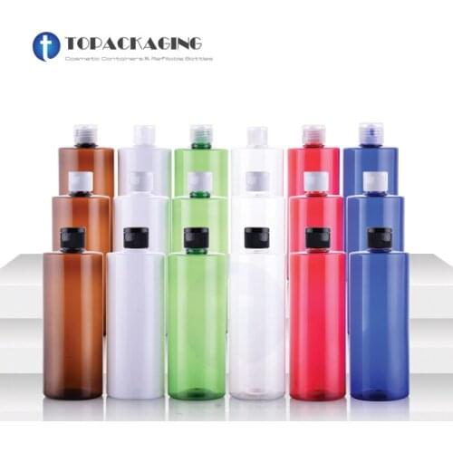 10PCS*500ML Flip Screw Cap Bottle Clear Plastic Cosmetic Container Lotion Makeup Essential Oil Refillable Empty Shampoo Packing