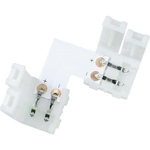 10 Pcs/lot ,10mm 2pin L Shape LED Connector PCB Board Connector for single color 5050/5630/5730 LED Strip LED Strip