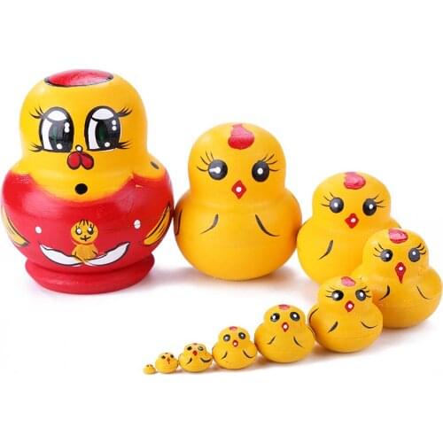 10pcs Russian Nesting Dolls Wood Matryoshka Creative Color Painted Wishing Doll Parent-Child Interaction Decompression Toys
