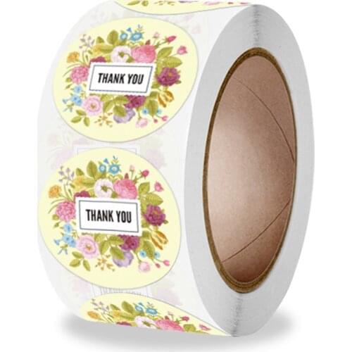 100-500Pcs Round Thank You For Your Order Stickers Thanks For Shopping Small Shop Local Handmade Stickers Flower Stickers 1inch