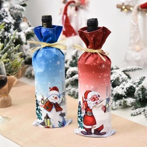 2021 Stylish Table Decoration Santa Claus Atmosphere Christmas Decoration Wine Bottle Dust Cover Bag