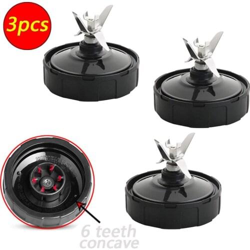3pcs 6 Fins Blade for Nutri Ninja Blender Juicer Mixer Spare Replacement Parts 1 Extra Gasket for BL454-70 BL455-70 and BL480-70