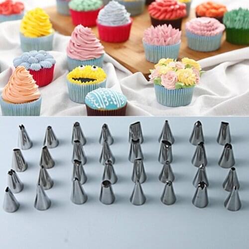 38 Pcs/Set Cakes Nozzles Decoration Confectionery Pastry Bags Flower Icing Piping Cream Cake Tips Piping Storage Box Baking Tool