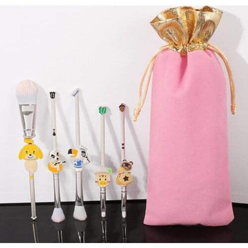 5pcs Cute Cartoon Animal Crossing Brush Set Foundation Eye Makeup Brush Eyeliner Lip Brush Women Face Cosmetic Tool Lovers Gift