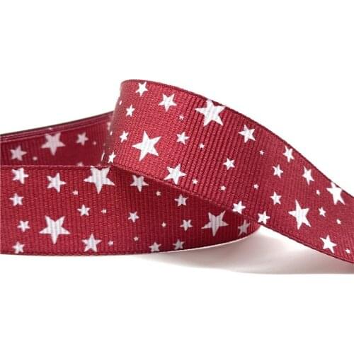 5yards 1" 25MM Grosgrain Ribbon Printed Stars for Christmas Wedding Decoration DIY Sewing Handmand Craft Accessories #10