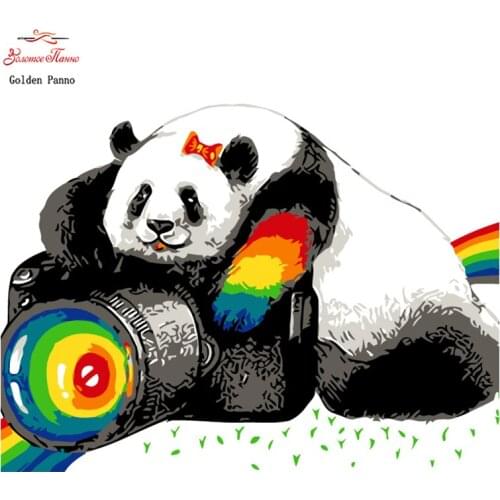 Golden panno,Full,DIY Diamond Embroidery,5D,Diamond Painting,Cross Stitch,3D,Diamond,Christmas,Needlework,Panda photography1012