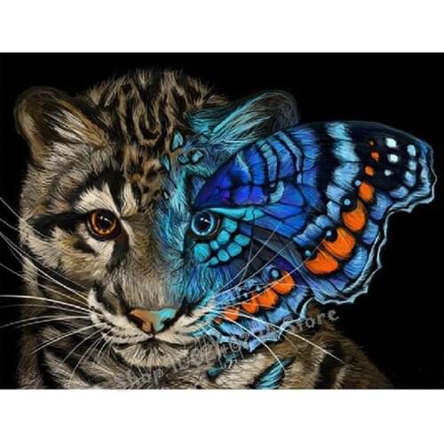 5d diamond painting diy full drill square round diamond embroidery Tiger butterfly abstract art diamond art rhinestones FF3346