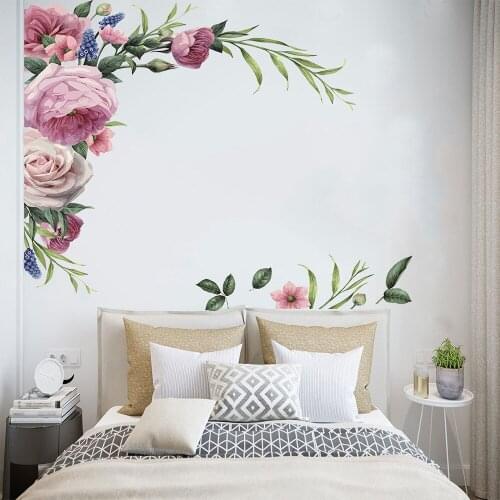 Large Peony Rose Wall Stickers DIY Vintage Flowers Wallpaper For Bedroom Living Room Decals Mural Home Decor Kid Girls Gift 2